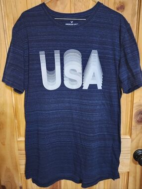 American Eagle Outfitters Navy Blue USA Graphic Short Sleeve Tee